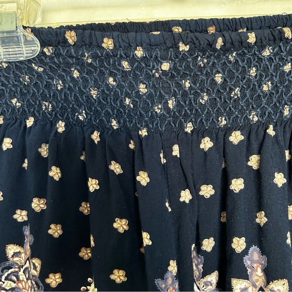 Angie Bohemian Style Navy Blue Floral Flowy Women's Shorts - Picture 2 of 6